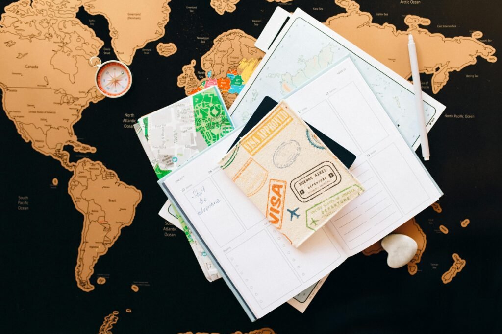 Passport on Top of a Planner